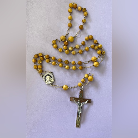 Vintage Rosary Natural Stones - Gold Filled wires and chain. - Picture 5 of 8
